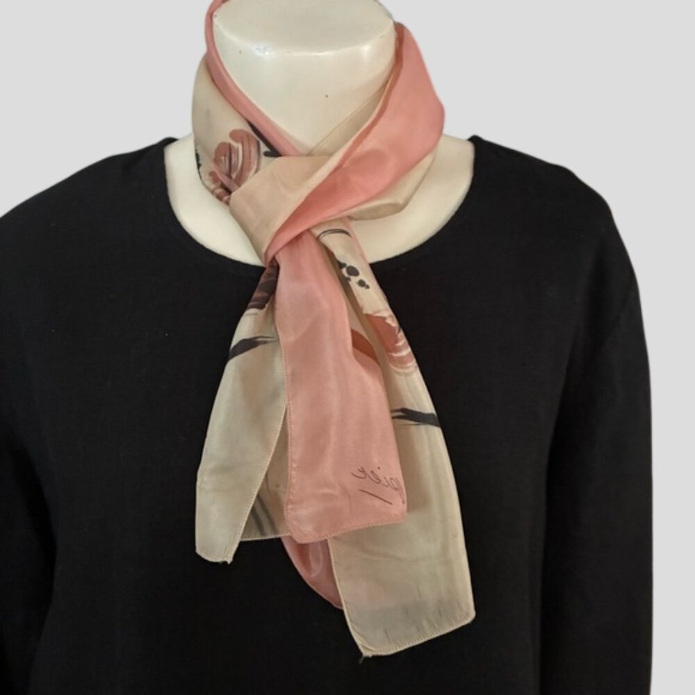 Pier 100% Silk Sand & Pink Hand Painted Rectangle Scarf